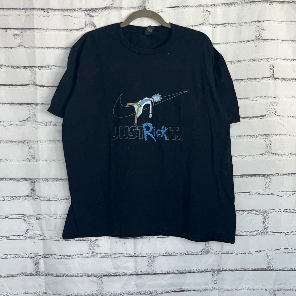 Rick and Morty “Just Rick It” Parody Graphic T-Shirt Black Men’s XL Gildan Anvil